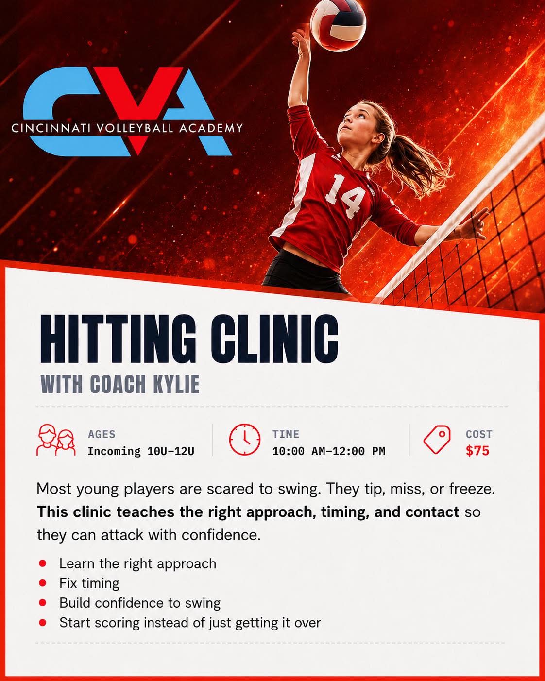 Cincinnati Volleyball Academy Hitting Clinic with Coach Kylie