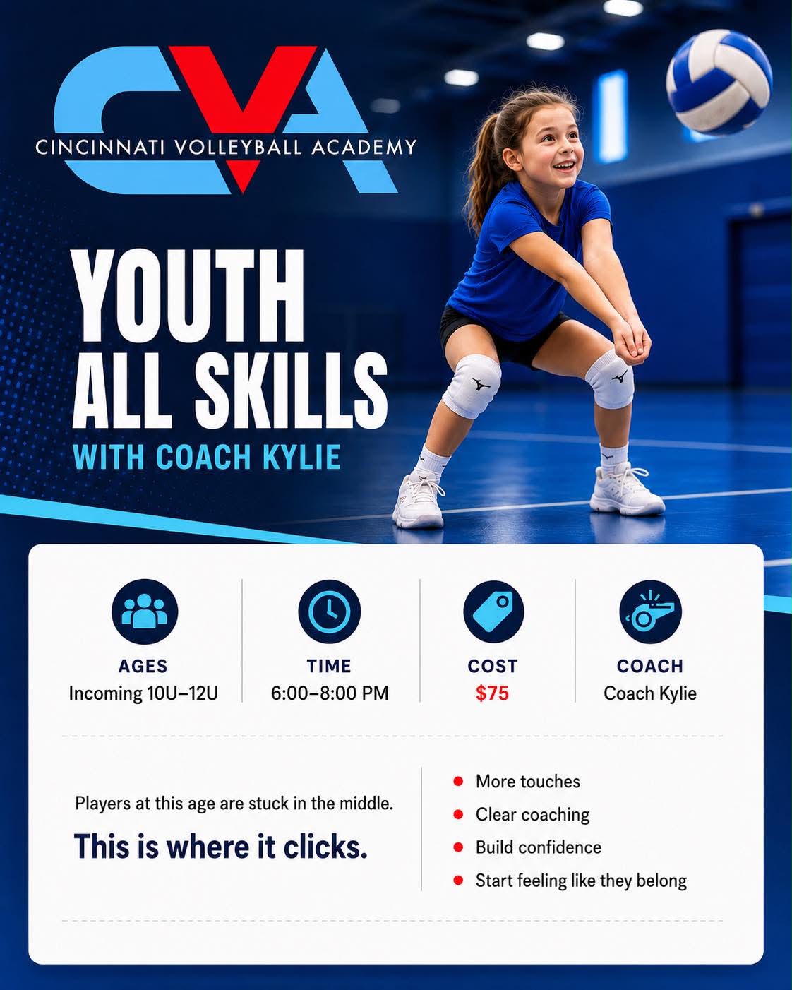 Cincinnati Volleyball Academy Youth All Skills Clinic with Coach Kylie
